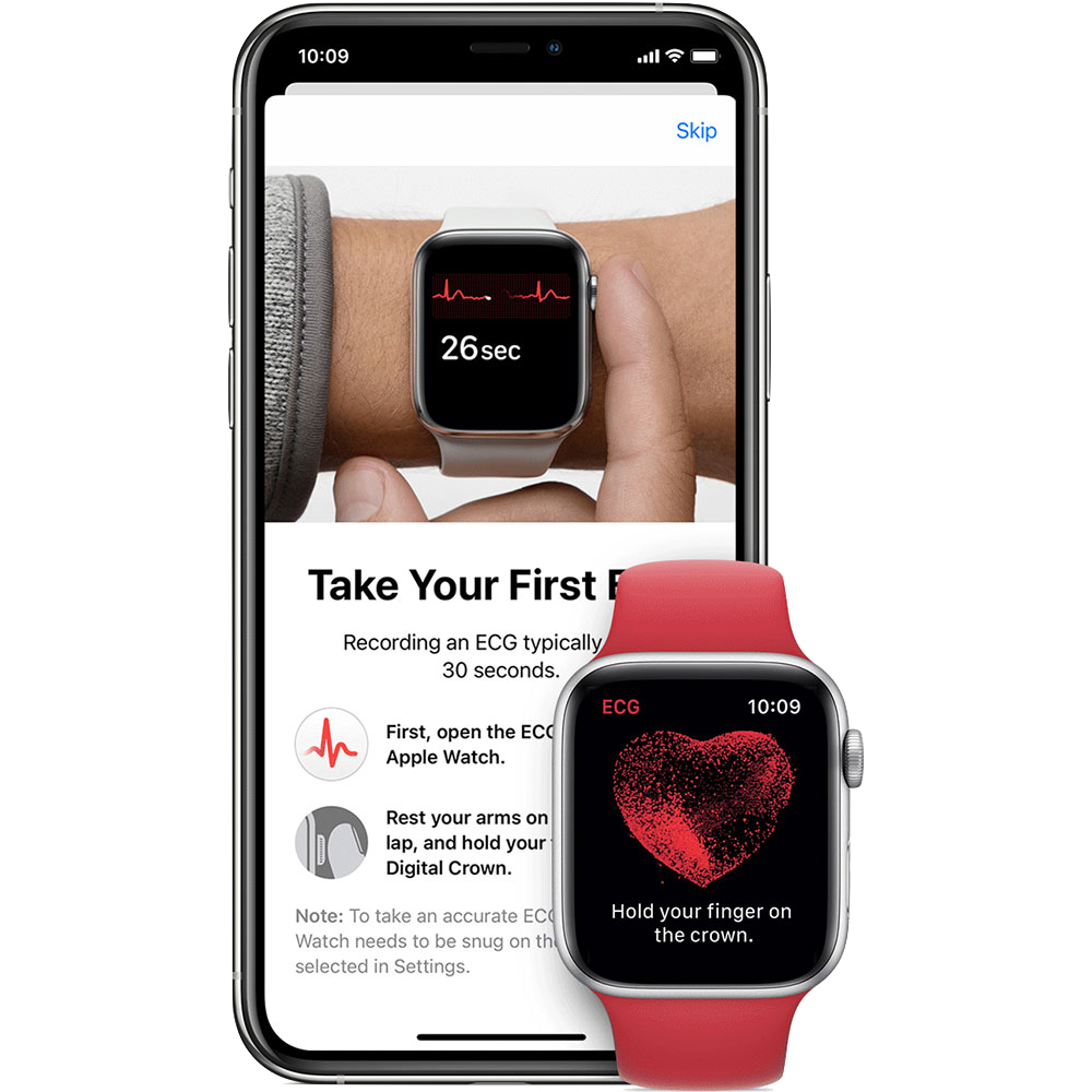 An Apple Watch taking an ECG reading